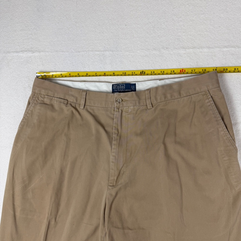 Polo Ralph Lauren Mens Khaki Chino Pants 100% Cotton Straight Leg 40x32 Brown - Picture 3 of 10